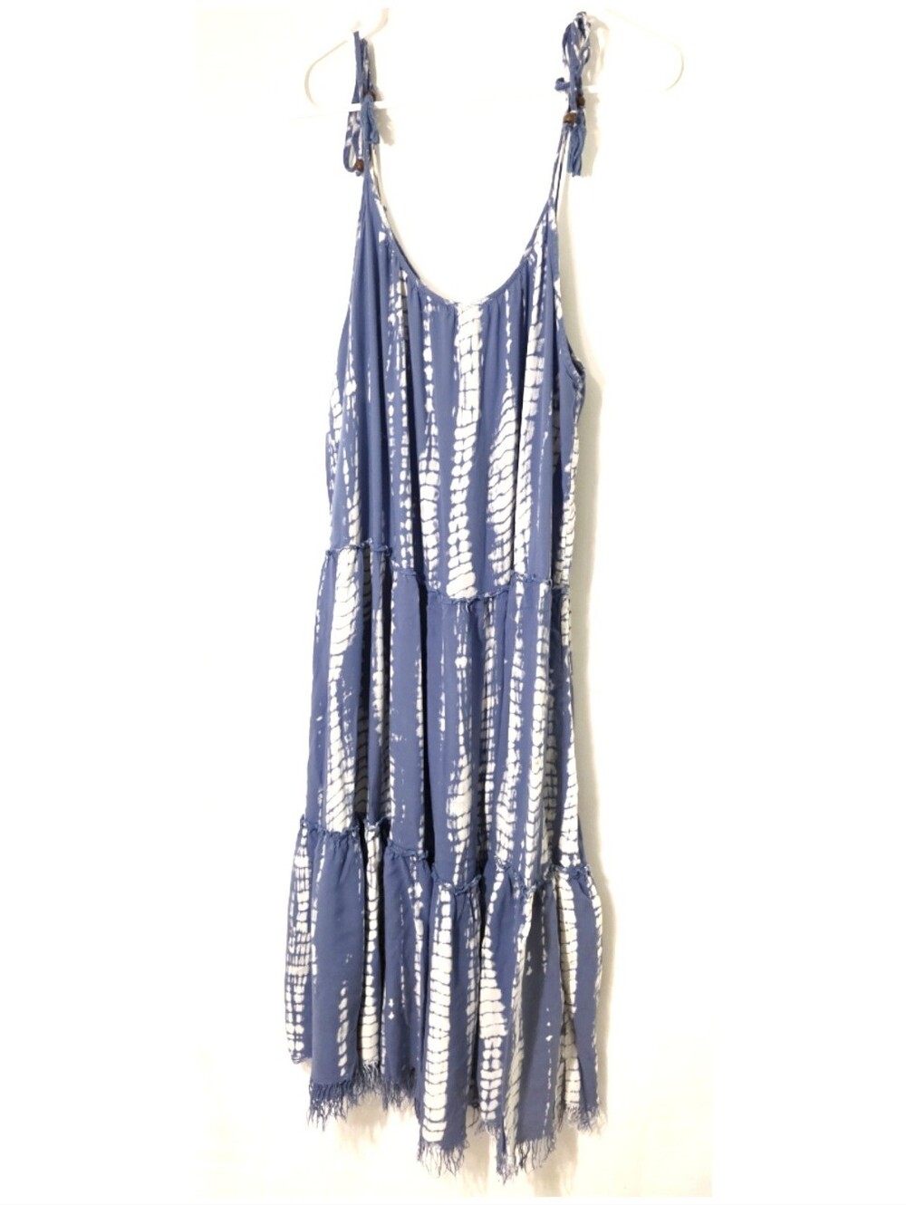 BLUE ISLAND Boho Festivsl Tie Dye Tassel Tie Midi Dress XL
